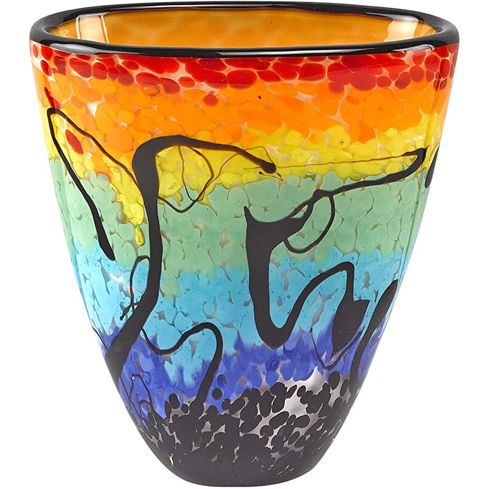 Badash Allura Murano-Style Glass Vase 7 Tall Decorative Mouth-Blown Oval Art Glass Vase Stunning Handcrafted Home Decor Accent - BUPGU2BO1