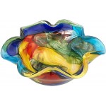 Badash Stormy Rainbow Murano-Style Art Glass Decorative Bowl 8.5 Mouth-Blown Glass Floppy Centerpiece Bowl Home Decor Accent - B41D3WR4W