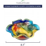 Badash Stormy Rainbow Murano-Style Art Glass Decorative Bowl 8.5 Mouth-Blown Glass Floppy Centerpiece Bowl Home Decor Accent - B8YNF4MNW