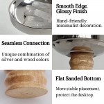 BLOFLO Decorative Bowl Stainless Steel Footed Bowls For Home Décor Wooden Round Pedestal Bowl Treats or Nuts Holder for Kitchen Counter Ideal for Home Kitchen Party Medium - BXFJLDGWH