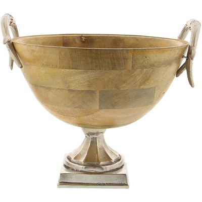 Deco 79 68976 Wood and Aluminum Trophy Shaped Decorative Bowl Brown Gray - BCYQMSQKG