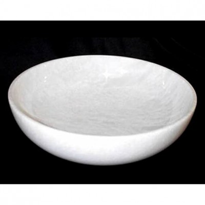 Decorative White Marble Bowl Stone Fruit Bowl Large 8 Inch - BSE1H6VQ3