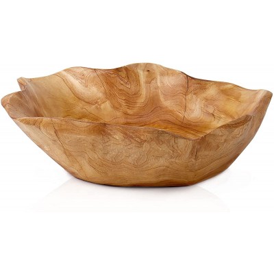 DeziWood Irregular Wooden Bowls for Decor Unique Hand Carved Decorative Farmhouse Wooden Fruit Bowls Large Wood Bowl for Nut Keys Jewelry Pine Cones Entryway Table Display 10"-12" - BVDNIN2XB