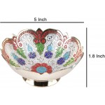 diollo Decorative Dry Fruit Bowls Kitchen Serve Brass Bowls Meenakari Work | Color: White | Dia: 5 Inch - BHSQE3DNS