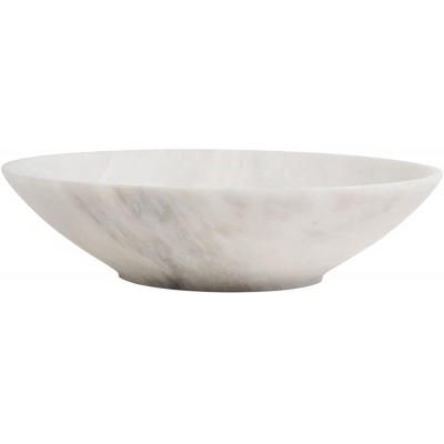 Genuine White Marble Fruit Bowl Decorative Stone Bowl Centerpiece Large 14 Inch - BQ9JCPSZ7