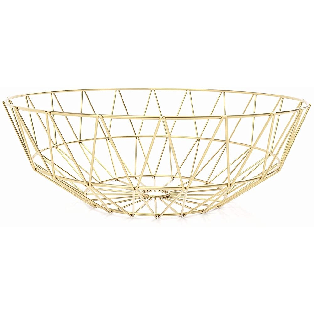 Gold Fruit Basket for Kitchen Large Decorative Bowl for Gold Decor Accents Gold Kitchen Accessories for Modern Kitchen Decor Gold Baskets for Decor - BCPUPRAU1