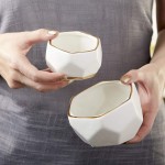 Kate Aspen Geometric Ceramic Planters Decorative Bowls Small & Medium Set of 2 White - BUWBOQ42N