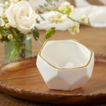 Kate Aspen Geometric Ceramic Planters Decorative Bowls Small & Medium Set of 2 White - BUWBOQ42N