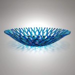 Lacy Glass Art Sea Coral Fruit Bowl in Turquoise Blue Aqua Green 11 Inches - B6HBLEREB