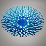 Lacy Glass Art Sea Coral Fruit Bowl in Turquoise Blue Aqua Green 11 Inches - B6HBLEREB