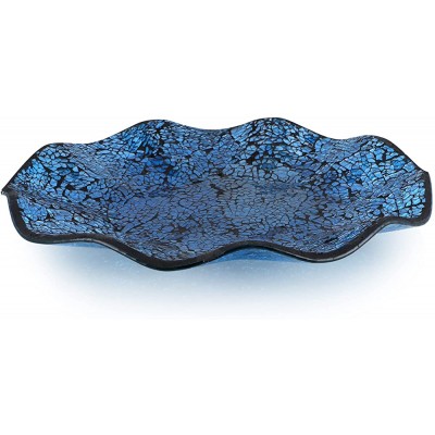 MDLUU Mosaic Centerpiece Tray 12" Decorative Glass Plate Home Decor Glass Bowl for Dining Room Table Coffee Table Gift Turquoise - BQ008Q38A