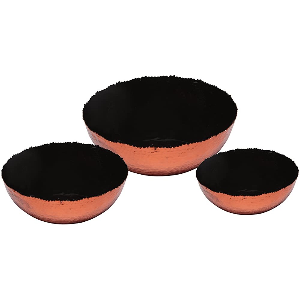 Melange Home Decor Copper Collection Set of 3 Bowls 6 9 and 12 Color Black - BQLJBRHP1