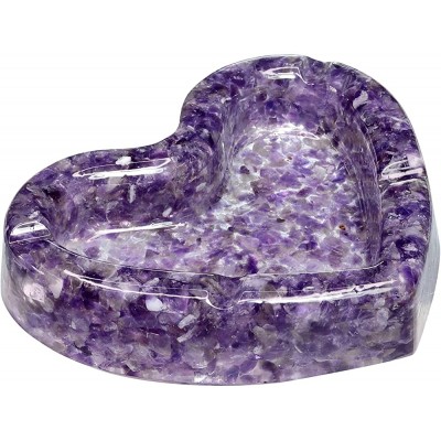 mookaitedecor Amethyst Orgone Crystal Tray Holder Display Decorative Stone Bowl Jewelry Trays for Tabletop Ornament 4.8 Inch Wide Heart Shape - BWA4IX7XE