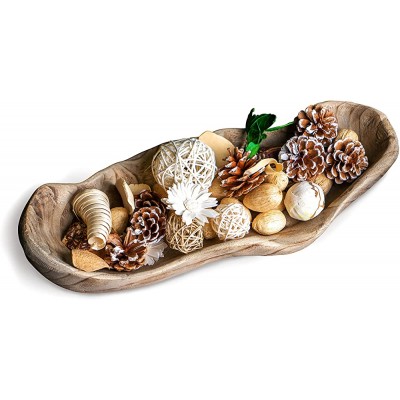 Moxy Meadows Wooden Dough Bowl 16" long Wooden Decorative Bowl great as a Centerpiece Bowl Fruit Bowl Bread Bowl or Farmhouse Décor. Add style to your home with our wooden dough bowls for décor. - BK5YARDXL