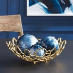 MY SWANKY HOME Open 16 in Gold Decorative Bowl Modern Organic Shapes Aluminum Metal Designer - B3W82YHFO