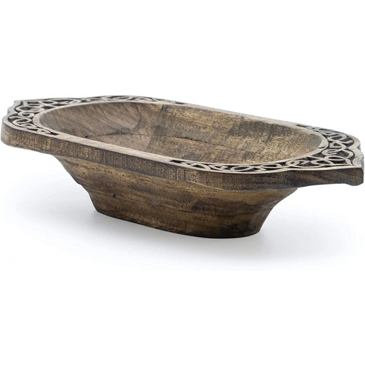 Norse Tradesman Hand-Hewn Bread Bowl Decorative Viking Design 17 Inch - BNZEC0GIH