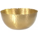 Red Co. Decorative 8.25 Inch Round Hammered Aluminum Centerpiece Bowl with Torn Rim Gold - BB1X8M59T