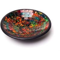 Red Co. Glass Mosaic Ceramic Catch-All Tray Decorative Accent and Centerpiece Bowl Round 8 inches - B1TH7O9ZY