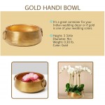 Serene Spaces Living Decorative Gold Iron Handi Bowl Large Centerpiece Bowl Traditional Indian Style Urli Bowl for Home Diwali Pooja Potpourri Measures 3.75 Tall & 9 Diameter - BNGQ7VNDU