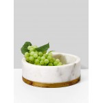 Serene Spaces Living White Marble Bowl with Brass Ring Decorative Multi-Purpose Bowl- Use as Centerpiece Bowl Fruit Bowl Medium Size Measures 2 Tall and 6 Diameter - BTULFMT5B