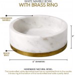 Serene Spaces Living White Marble Bowl with Brass Ring Decorative Multi-Purpose Bowl- Use as Centerpiece Bowl Fruit Bowl Medium Size Measures 2 Tall and 6 Diameter - BTULFMT5B