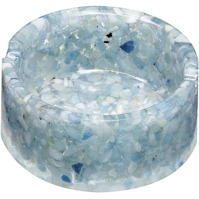 SUNYIK Orgone Crystal Healing Stone Bowl Polished Stone Jewelry Decorative Tray Plate Key Bowl Collectible Trinket Ring Coin Key Dish for Home Office Tabletop Decoration Round-Aquamarine - B7CKJZEIP