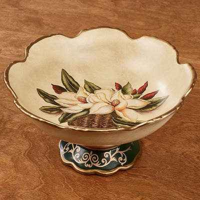 Touch of Class Magnolia Ceramic Floral Decorative Centerpiece Bowl Ivory - B0PD7K7WY