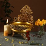 Two Moustaches Ethnic Design Decorative Brass Urli Traditional Bowl Showpiece - BNCS4IN0S
