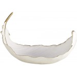 Unknown1 Large White Brushed Metallic Gold Feather Decorative Bowl 13 X 8 Multi Color Resin Stone Matte - BMQ49E2R3