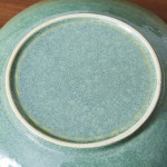 VOMANA Ceramic Decorative Dish Green Pottery Decorative Bowl Porcelain Versatile Centerpiece Decor Key Bowl with Green Patten Glaze for Decor Entryway Table Living Room Dining Table 12'' Dish - BBPAFI76F