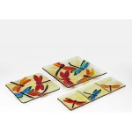 WELLAND Hand Painted Glass Plate with 3 Sections Decorative Plate for Kitchen Living Room Dragonfly Pattern - BYSQH7AHU