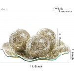 WHOLE HOUSEWARES | 11.5 Glass Mosaic Decorative Tray | Home Décor Centerpiece | Bowl with 3-Piece 3.75 Mosaic Decorative Balls Gold - BYKY3CY8F