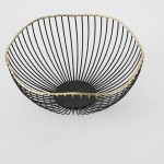 WHW Whole House Worlds Modernist Centerpiece Bowls Set of 2 Decorative Spoke Details Black with Gold Gilt Rim Flat Bottom 11.75 Diameter x 5.5 Tall Inches and 9.5 D x 4.75 Tall Inches - BD0ZOKT0D
