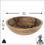 WHW Whole House Worlds Tree of Life Embellished Mango Wood Bowl Handcrafted Incised Details Durable Lacquered Finish 9.75 W x 2.75 H inches 1.5 lbs - BMUVIM64D