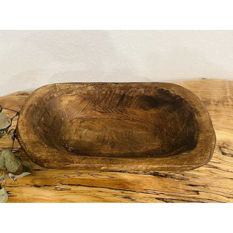 Wooden Dough Bowl 9.5 x 5.5 x 1.5 | Farmhouse Rustic Decorative Bowls Natural Brown - BGVI3KFTQ