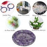 Yatming Tumbled Amethyst Stone Bowl for Chakra Balancing Reiki Cleansing Rhombus Edge Resin with Crystal Jewelry Tray Tabletop Decoration for Home Office - B9Y1MBHZG