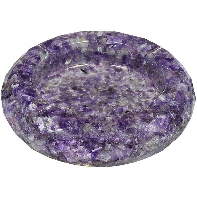 Yatming Tumbled Amethyst Stone Bowl for Chakra Balancing Reiki Cleansing Rhombus Edge Resin with Crystal Jewelry Tray Tabletop Decoration for Home Office - B9Y1MBHZG