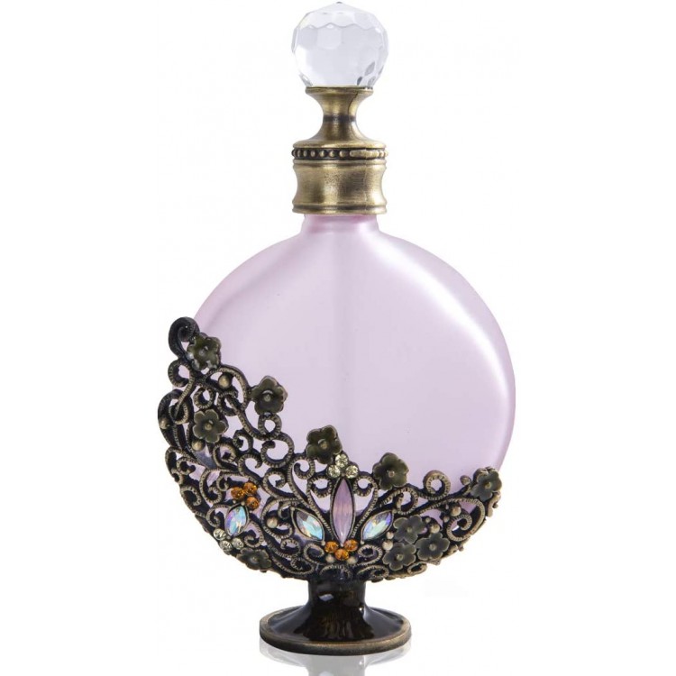 30ml Antique Victoria Curved Crystal Perfume Bottle Fancy Retro Flat Body Refillable Fragrance Containers - BRK2Y023G