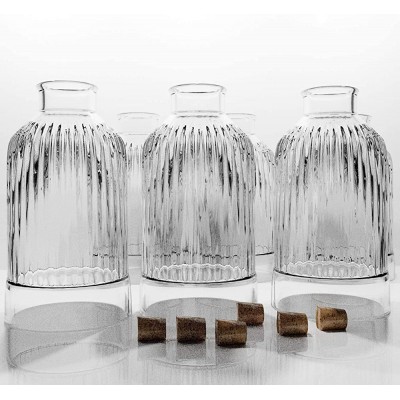 6 pack Clear Glass Aromatherapy Essential Oil Bottle with Cork Stopper,Small Storage Jar Bottles for Kitchen Spice Sauce Beans Powder ,Hydroponic Container ,Decorative Bottles7.04 fl oz 200 ml - BRV0VSXJN