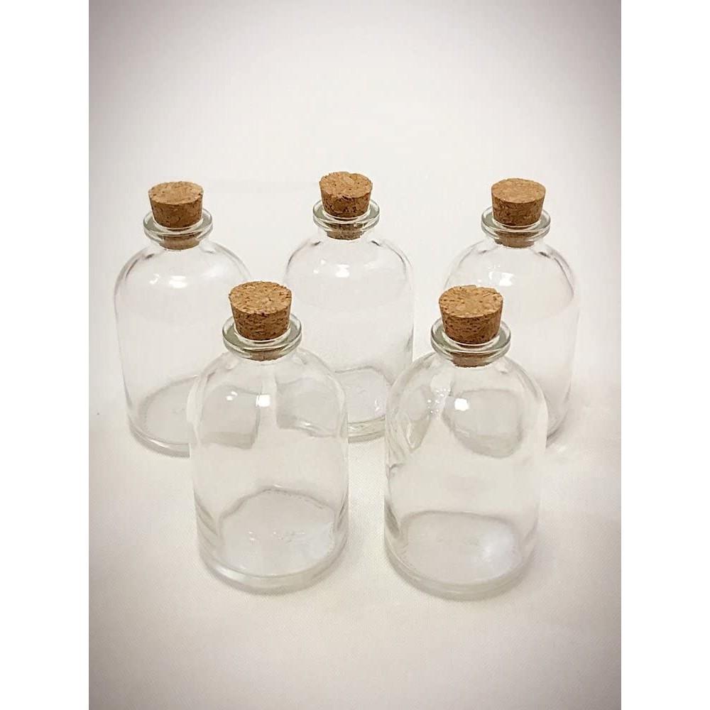 Ben Collection 3 Decorative Round Glass Bottle with Cork Top Set of 12 Bottles Clear - BWNBZE9MH