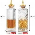 Bitters Bottle 5pcs Glass Dash Bottle Set for Vermouth Sprayer Atomizer Gold Plated Zinc Alloy Dasher Top Decorative Bottle for Cocktail and Display 5pcs - B5EEPVC14