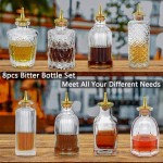 Bitters Bottle 8pcs Glass Dash Bottle Set for Cocktail with Zinc Alloy Dasher Top Decorative Bottle for Cocktail and Display 8pcs - B79NSUNZ3