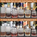Bitters Bottle Set of 6 Glass Bitters Bottle,with Zinc Alloy Dash Top Perfect for Bartender Home Bar - BRPIT5PU6