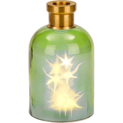 BRUBAKER Decorative Lighted Bottle 'Magic' with 10 LED 9.5 Inches Green - BKXL72233