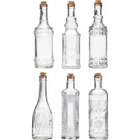 BULK PARADISE Assorted Clear Glass Bottles with Corks 6 Pack 2.5in X 9in 16oz - B8LA1985X
