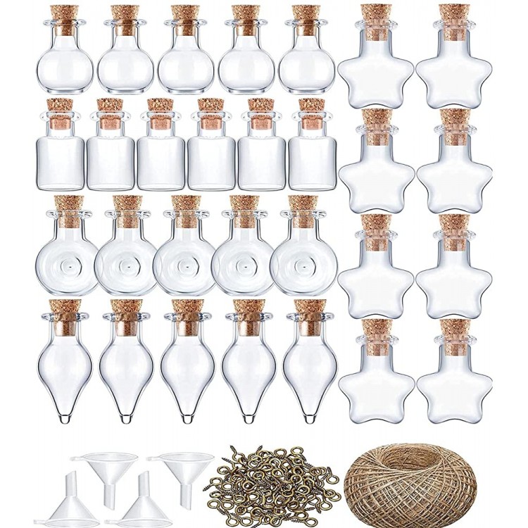 CHEDXAJHB 50 Pieces Small Mason Jars with Cork Geometric Shapes Wishing Rafting Bottles for Parties DIY Decorative Bead Container Crafts - B1XSS6WQ9