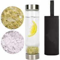 Citrine Crystal Water Bottles with Changeable Crystals Quartz Water Bottle Decorative Spitirual Gifts for Women 18 OZ - B83JNCR8R