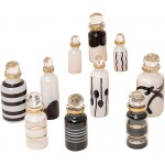 CraftsOfEgypt Genie Blown Glass Miniature Perfume Bottles for Perfumes & Essential Oils Set of 10 Decorative Vials Each 2 High 5cm Black and White - BEE8XHHRV