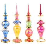Egyptian Mouth Blown Glass Miniature Perfume Bottles Set of 12 Size 4 Gold decorative genie bottle wholesale handmade assorted color potion bottle for Arabian nights essential& perfume oil bottle by Egyptian Hand Blown Glass - B4HW81B59
