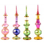 Egyptian Mouth Blown Glass Miniature Perfume Bottles Set of 12 Size 4 Gold decorative genie bottle wholesale handmade assorted color potion bottle for Arabian nights essential& perfume oil bottle by Egyptian Hand Blown Glass - B4HW81B59